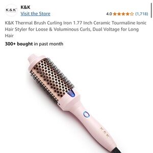 Pink Thermal Brush Curling Iron K&K Thermal Iron 1.77 In Ceramic Tourmaline